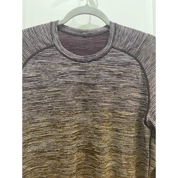 Lululemon Men Dark Adobe Brown Gold Ombre Metal Vent Tech LS Long Sleeve Shirt M - Picture 3 of 7